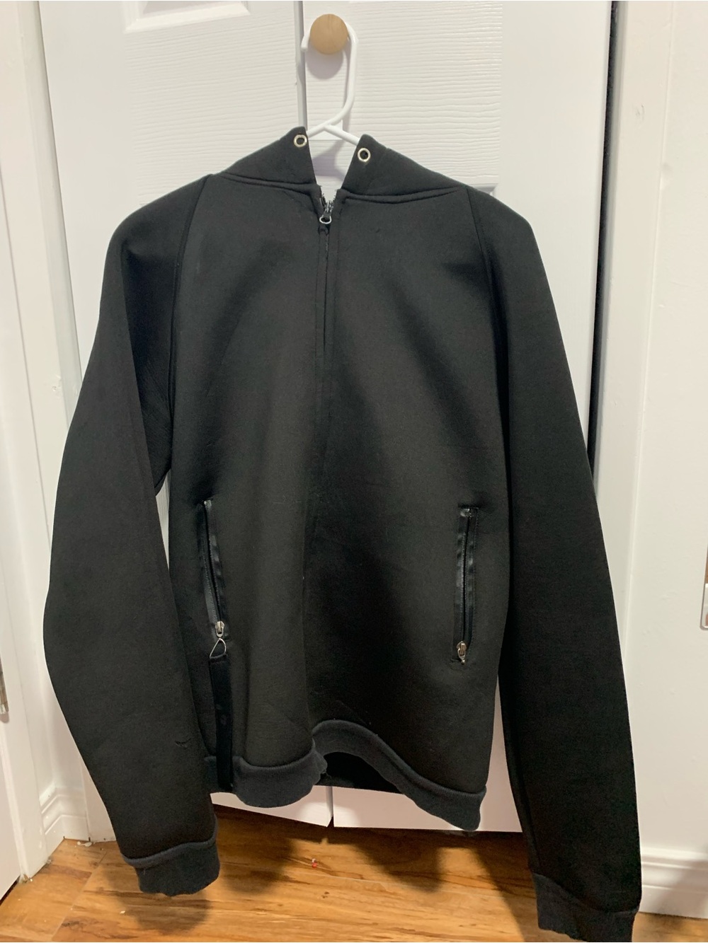Alexander Wang x H&M Black Neoprene/Scuba Full-Zip Hoodie XXL